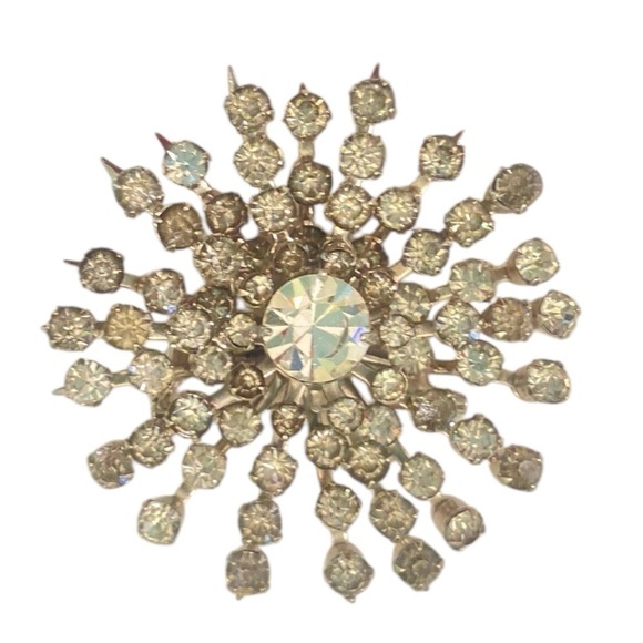 Coro Jewelry - Vintage Coro clear rhinestone crystal starburst brooch marked